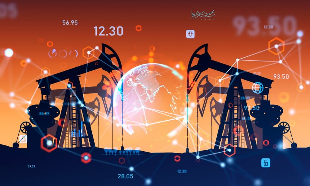 Two oil rigs on land, which are impacted by cyber security in the oil and gas industry